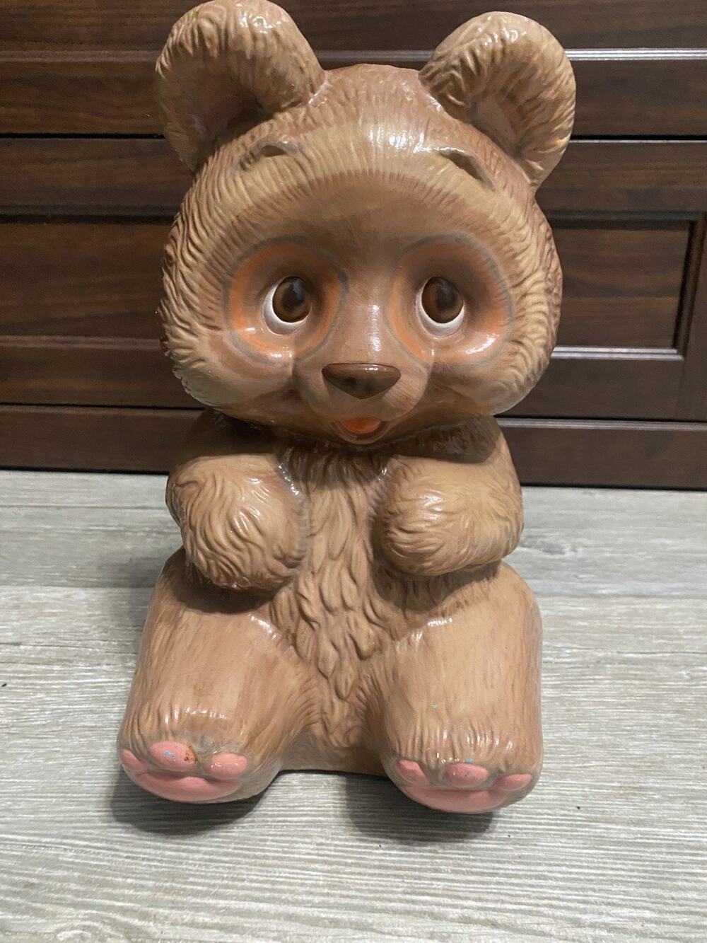 Vintage Brown Teddy Bear Ceramic 11.5" Hand Painted